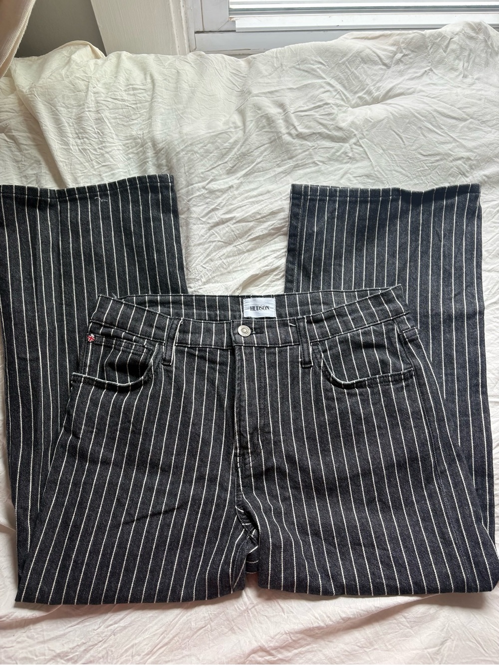 Hudson Black Ankle Pinstripe Jeans